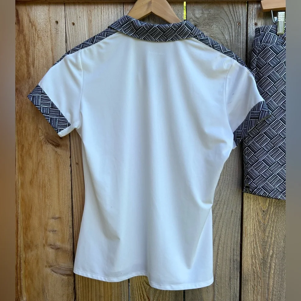 Adidas Black & White Climacool Geometric Golf Skort and Polo